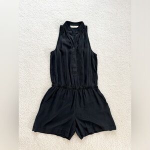 Sunner black pure silk jumpsuit romper - size M